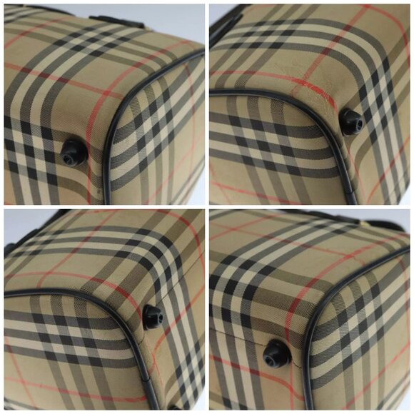 Burberrys Nova Check Black Label Boston Bag Canvas Beige Gold Auth yk16645 - Picture 12 of 14